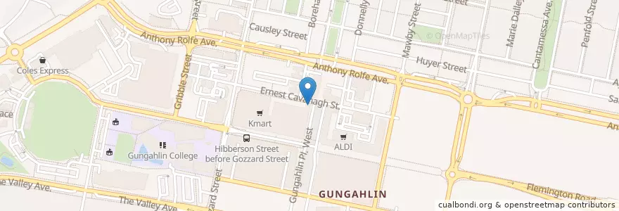Mapa de ubicacion de Department of Human Services en オーストラリア, ニューサウスウェールズ, オーストラリア首都特別地域, District Of Gungahlin.