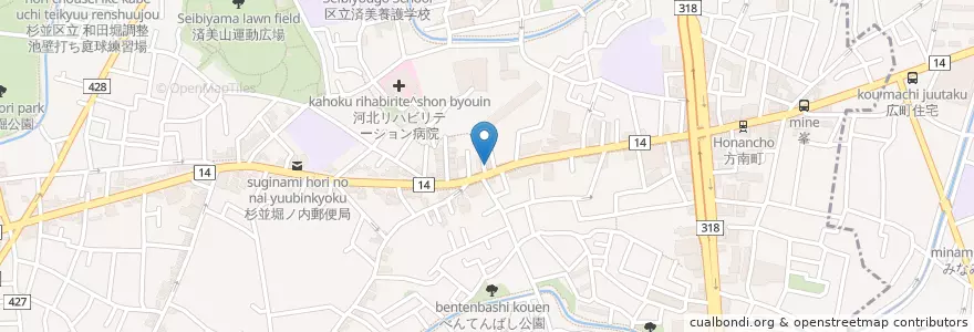 Mapa de ubicacion de ぱんだ接骨院 en 日本, 東京都, 杉並区.