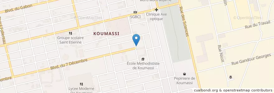Mapa de ubicacion de Eglise Méthodiste Unie de Côte d'Ivoire en ساحل عاج, آبیجان, Koumassi.