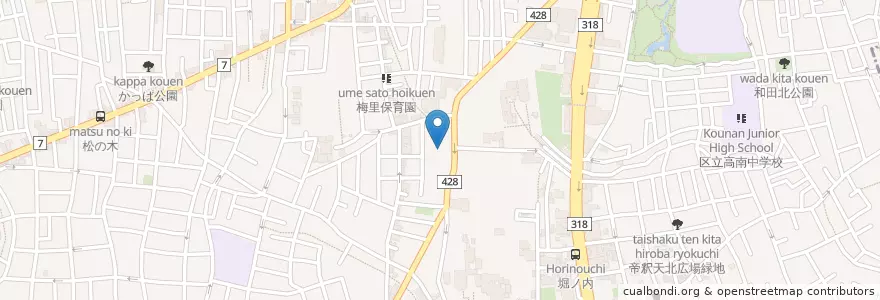 Mapa de ubicacion de 修行寺 en Japan, Tokyo, Suginami.