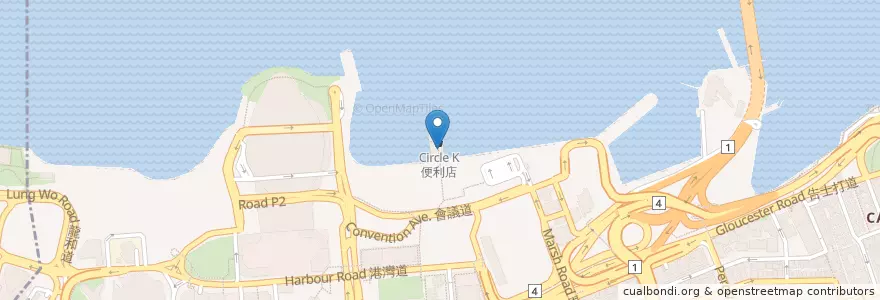 Mapa de ubicacion de Yamataka-Wan Chai Ferry Pier en Chine, Guangdong, Hong Kong, Île De Hong Kong, Nouveaux Territoires, 灣仔區 Wan Chai District.