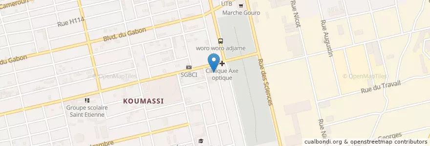 Mapa de ubicacion de Restaurant Trationnelle en コートジボワール, アビジャン, Koumassi.