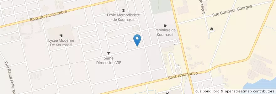 Mapa de ubicacion de Maquis le Prim's en Ivory Coast, Abidjan, Koumassi.