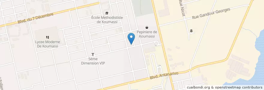 Mapa de ubicacion de Maquis Espace Bock en 科特迪瓦, 阿比让, Koumassi.