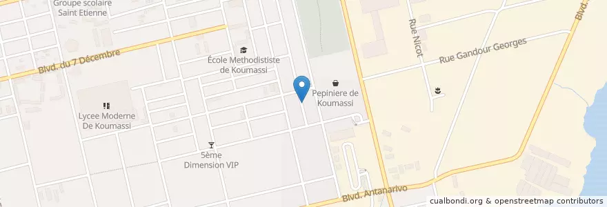 Mapa de ubicacion de Centre Médical des Assemblées de Dieu en Ivory Coast, Abidjan, Koumassi.