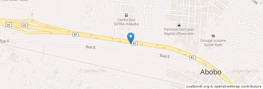 Mapa de ubicacion de Station Oryx en Ivory Coast, Abidjan, Abobo.