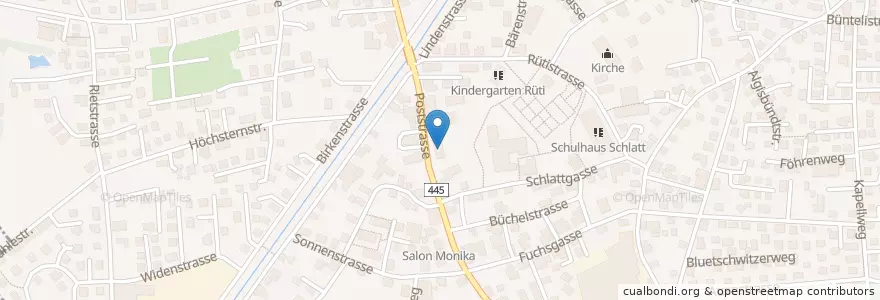 Mapa de ubicacion de Widnau en 스위스, Sankt Gallen, Wahlkreis Rheintal, Widnau.