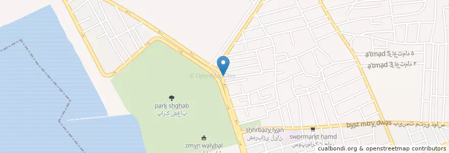 Mapa de ubicacion de تپل مپل en Iran, استان بوشهر, شهرستان بوشهر, بخش مرکزی شهرستان بوشهر, دهستان حومه بوشهر, بوشهر.