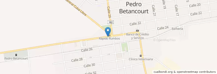Mapa de ubicacion de Pizzeria y Cafetería en キューバ, Matanzas, Pedro Betancourt.