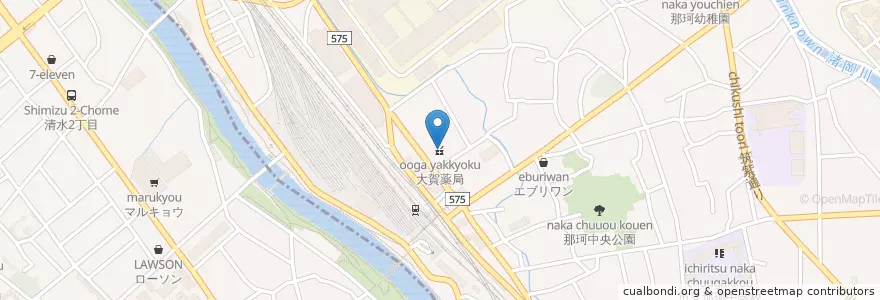 Mapa de ubicacion de 大賀薬局 en Japón, Prefectura De Fukuoka, 福岡市, 博多区.