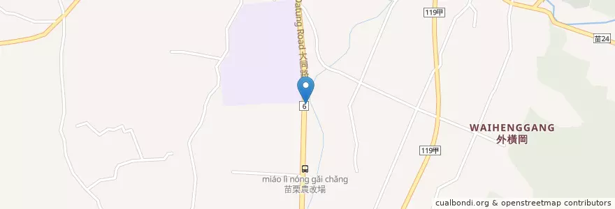 Mapa de ubicacion de Mumu悠然時光 en 타이완, 타이완성, 먀오리 현, 궁관향.