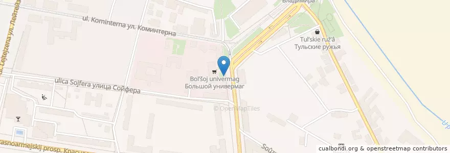 Mapa de ubicacion de Шаурма en 러시아, Центральный Федеральный Округ, Тульская Область, Городской Округ Тула.
