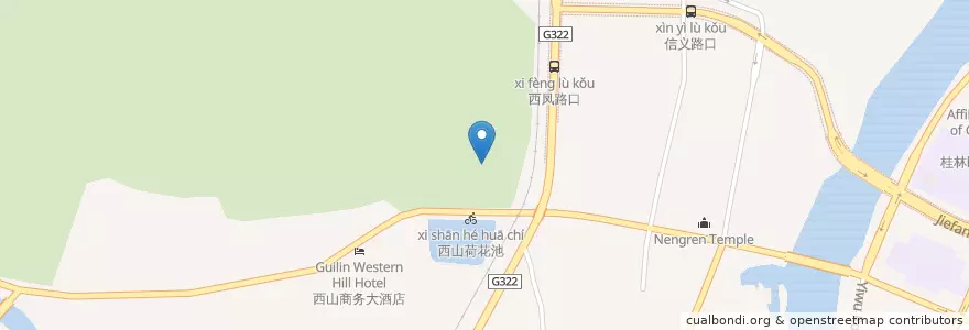 Mapa de ubicacion de 庆云亭 en China, Guangxi, 桂林市, 秀峰区.
