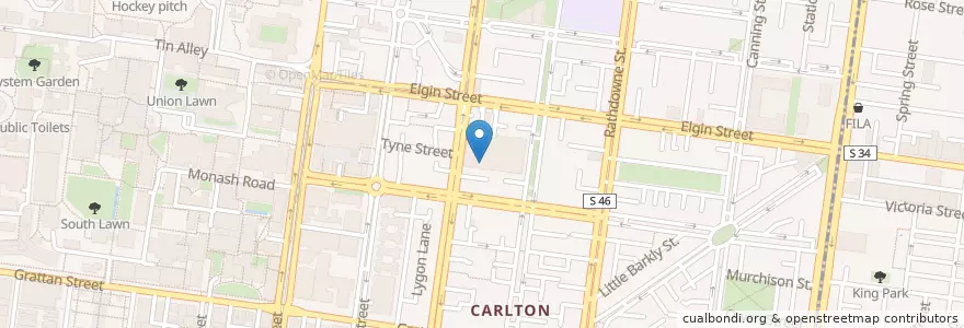 Mapa de ubicacion de Brunetti en Avustralya, Victoria, City Of Melbourne.