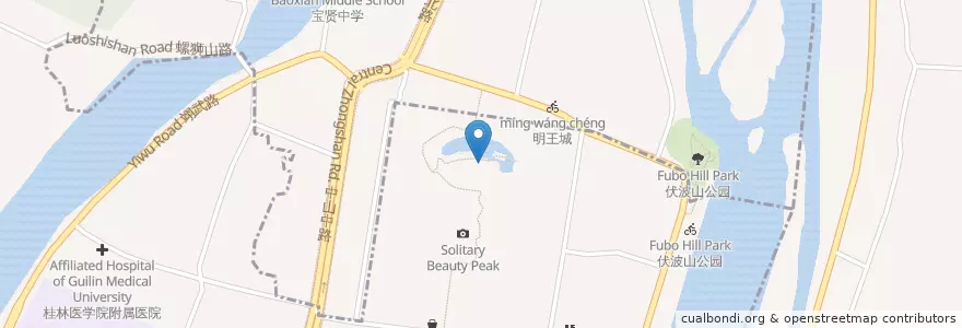 Mapa de ubicacion de 仰止亭 en 中国, 広西チワン族自治区, 桂林市.