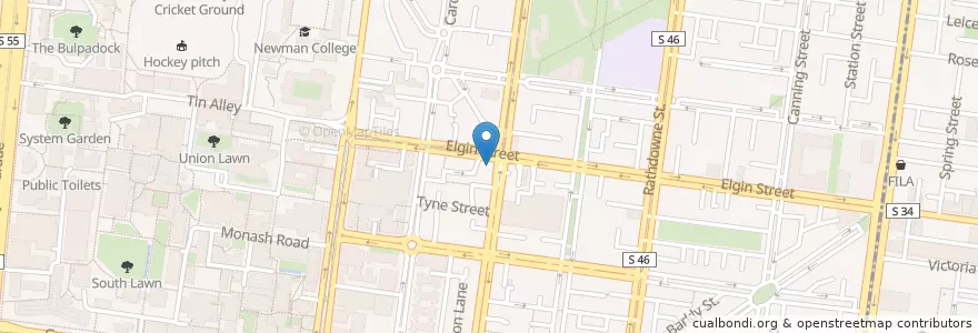 Mapa de ubicacion de Intersection Cafe en Australien, Victoria, City Of Melbourne.