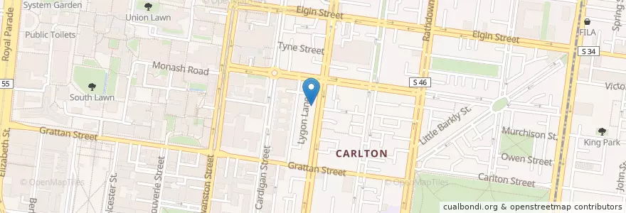 Mapa de ubicacion de Lygon Food Store en استرالیا, Victoria, City Of Melbourne.