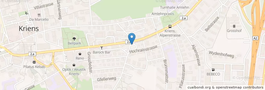 Mapa de ubicacion de Avia Tankstelle en Svizzera, Lucerna, Kriens.