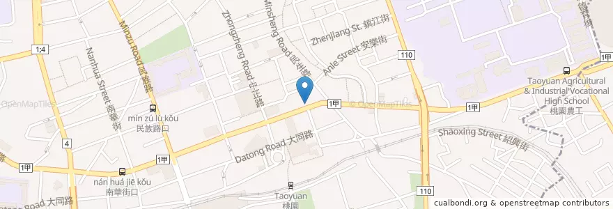 Mapa de ubicacion de 大學眼科 en 타이완, 타오위안 시, 타오위안 구.