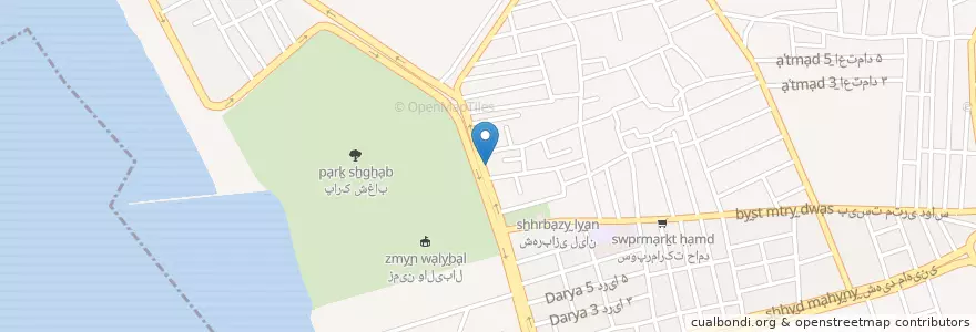 Mapa de ubicacion de غذای بیرون‌بر و کبابی پاتیل en イラン, ブーシェフル, شهرستان بوشهر, بخش مرکزی شهرستان بوشهر, دهستان حومه بوشهر, بوشهر.