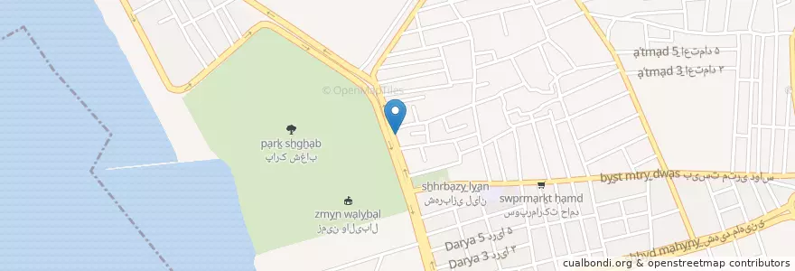 Mapa de ubicacion de فست فود ضربان en Irán, Bushehr, شهرستان بوشهر, بخش مرکزی شهرستان بوشهر, دهستان حومه بوشهر, بوشهر.