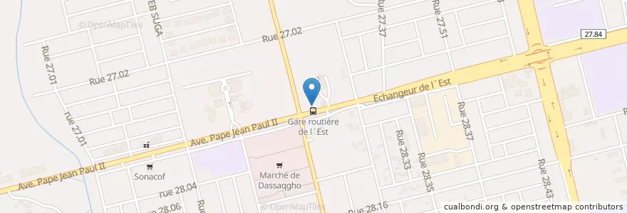 Mapa de ubicacion de Taxis Gare de l'Est en Burkina Faso, Centre, Kadiogo, Ouagadougou.