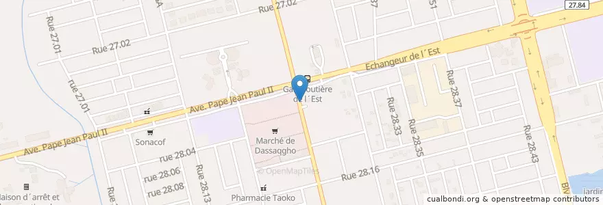 Mapa de ubicacion de Taxis Gare STAF Dassasgho en Burkina Faso, Centre, Kadiogo, Ouagadougou.