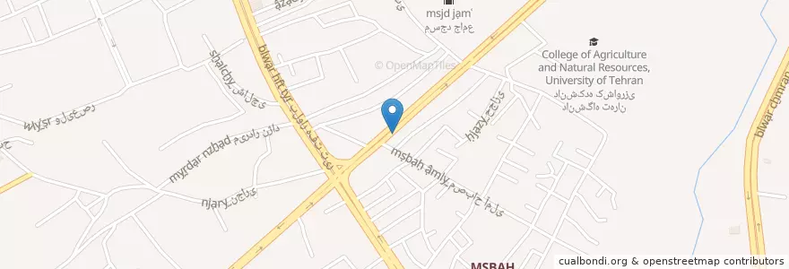Mapa de ubicacion de بانک مهر اقتصاد en Irão, استان البرز, شهرستان کرج, بخش مرکزی شهرستان کرج, کرج.