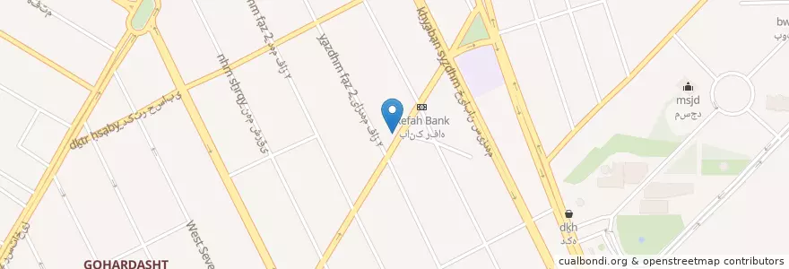 Mapa de ubicacion de بانک مسکن en Iran, استان البرز, شهرستان کرج, بخش مرکزی شهرستان کرج, کرج.