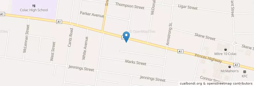 Mapa de ubicacion de Australia Post en Австралия, Виктория, Shire Of Colac Otway.