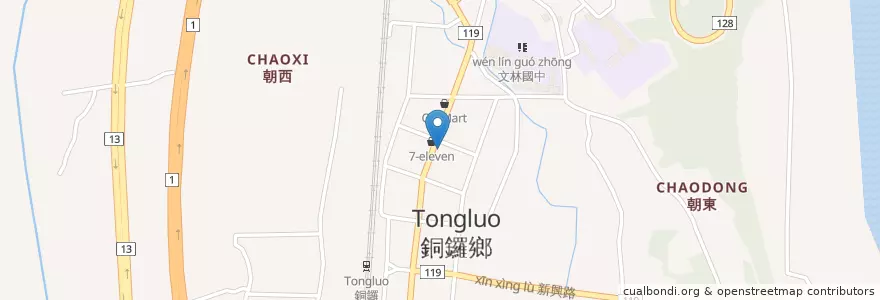 Mapa de ubicacion de 銅鑼蛋餅 en Tayvan, 臺灣省, 苗栗縣, 銅鑼鄉.