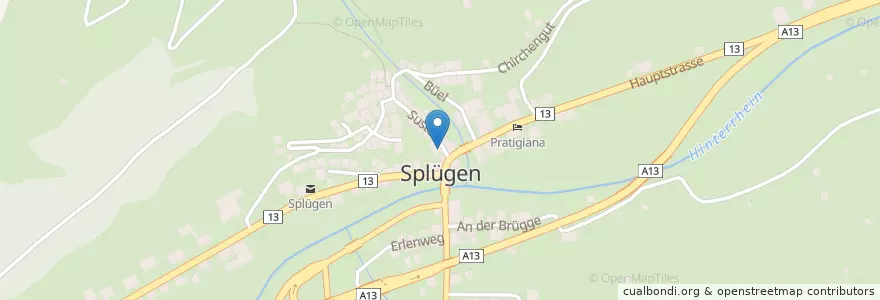 Mapa de ubicacion de Piz Tambo en İsviçre, Graubünden/Grigioni/Grischun, Viamala, Rheinwald.