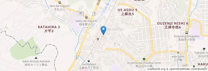 Mapa de ubicacion de 茶所　ひとやすみ(一休) en 日本, 神奈川県, 川崎市, 麻生区.