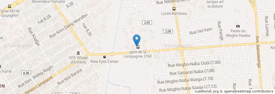 Mapa de ubicacion de Gare STAF TP en Burkina Faso, Mitte, Kadiogo, Ouagadougou.