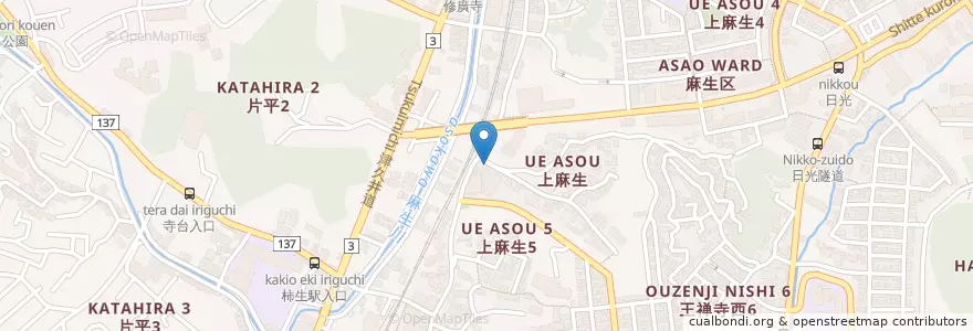 Mapa de ubicacion de そば竹 en 日本, 神奈川県, 川崎市, 麻生区.
