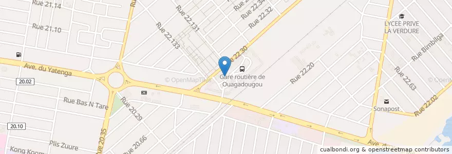 Mapa de ubicacion de Taxi gare Tampouy en Burkina Faso, Centre, Kadiogo, Ouagadougou.