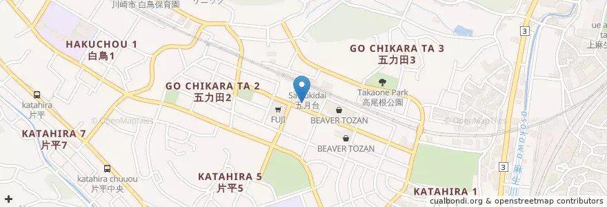Mapa de ubicacion de モスバーガー en Giappone, Prefettura Di Kanagawa, 川崎市, 麻生区.