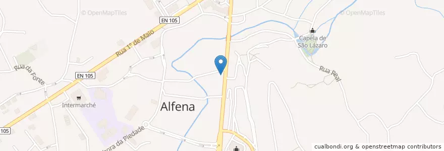 Mapa de ubicacion de Alfena en Portugal, Norte, Porto, Área Metropolitana Do Porto, Valongo, Alfena.