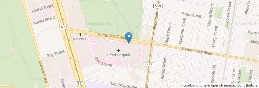 Mapa de ubicacion de Baker Heart & Diabetes Institute en Austrália, Victoria, City Of Melbourne.