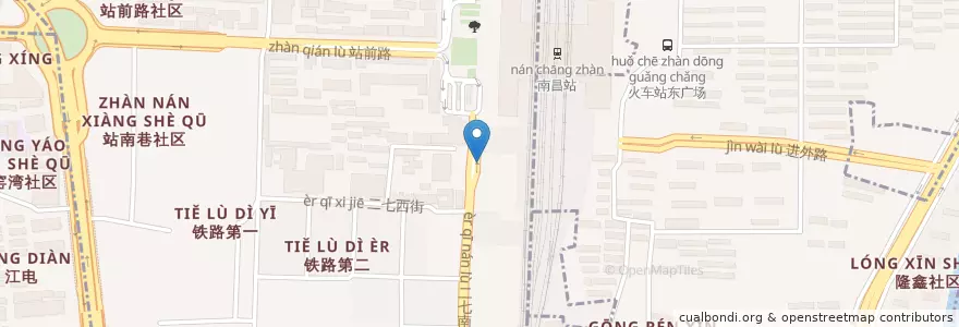 Mapa de ubicacion de 华莱士(二七南路店) en 中国, 江西省, 南昌市, 西湖区, 南站街道.