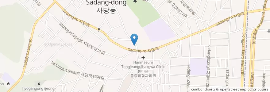 Mapa de ubicacion de 빽다방 en 大韓民国, ソウル, 銅雀区, 사당4동.