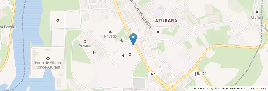 Mapa de ubicacion de Azurara en Portekiz, Norte, Área Metropolitana Do Porto, Porto, Vila Do Conde, Azurara.