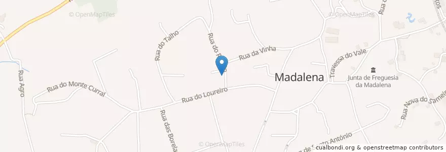 Mapa de ubicacion de Madalena en البرتغال, المنطقة الشمالية (البرتغال), Área Metropolitana Do Porto, بورتو, Vila Nova De Gaia, Madalena.