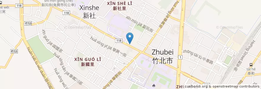Mapa de ubicacion de 戴芳正診所 en تايوان, مقاطعة تايوان, أقليم سين شو, 竹北市.