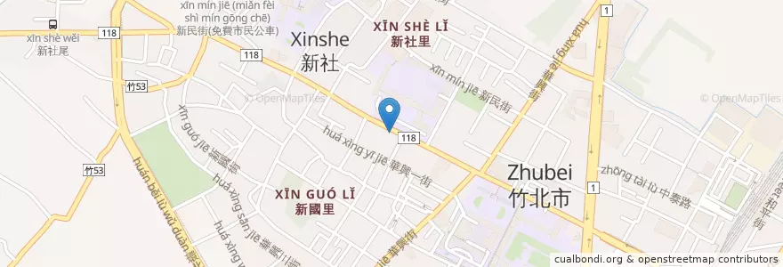 Mapa de ubicacion de 仁人中醫診所 en تایوان, 臺灣省, 新竹縣, 竹北市.