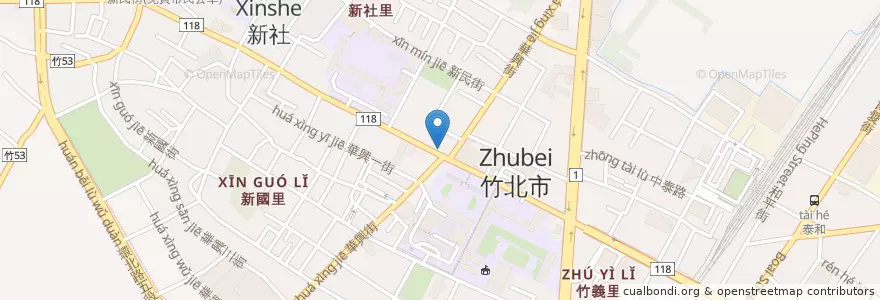 Mapa de ubicacion de 沛群耳鼻喉專科診所 en Taiwán, Provincia De Taiwán, Condado De Hsinchu, 竹北市.