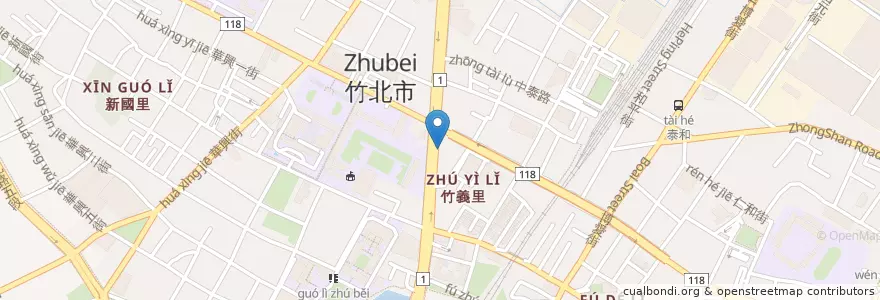 Mapa de ubicacion de 莊敬牙醫診所 en 타이완, 타이완성, 신주 현, 주베이 시.