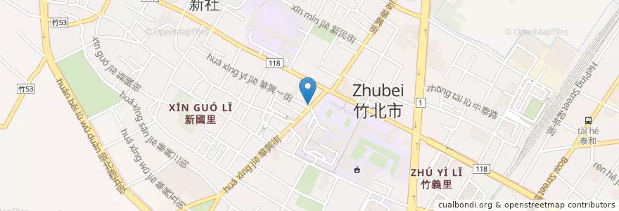 Mapa de ubicacion de 康華牙醫診所 en Taiwan, Taiwan Province, Hsinchu County, Zhubei City.