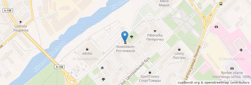 Mapa de ubicacion de Ростелеком en Rusland, Centraal Federaal District, Oblast Moskou, Орехово-Зуевский Городской Округ.