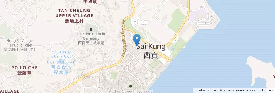 Mapa de ubicacion de 中國銀行(香港) en Китай, Гуандун, Гонконг, Новые Территории, 西貢區 Sai Kung District.